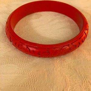 Antique or Vintage Asian Red Cinnabar Bangle Bracelet